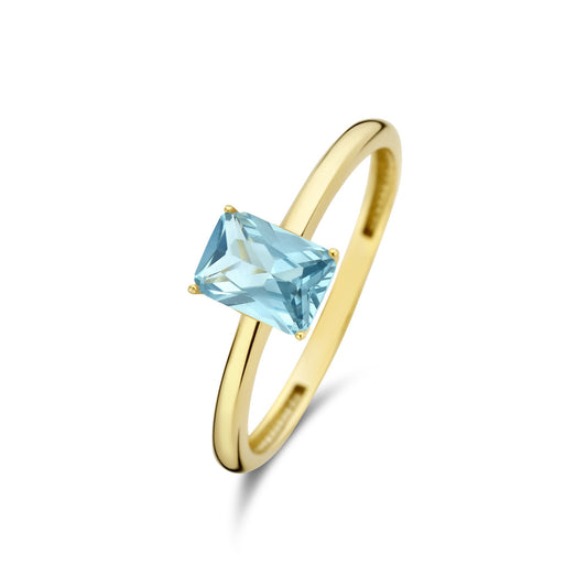 La Milano Colori Aurora 9 karat gold ring with blue zirconia stone - Beloro jewels