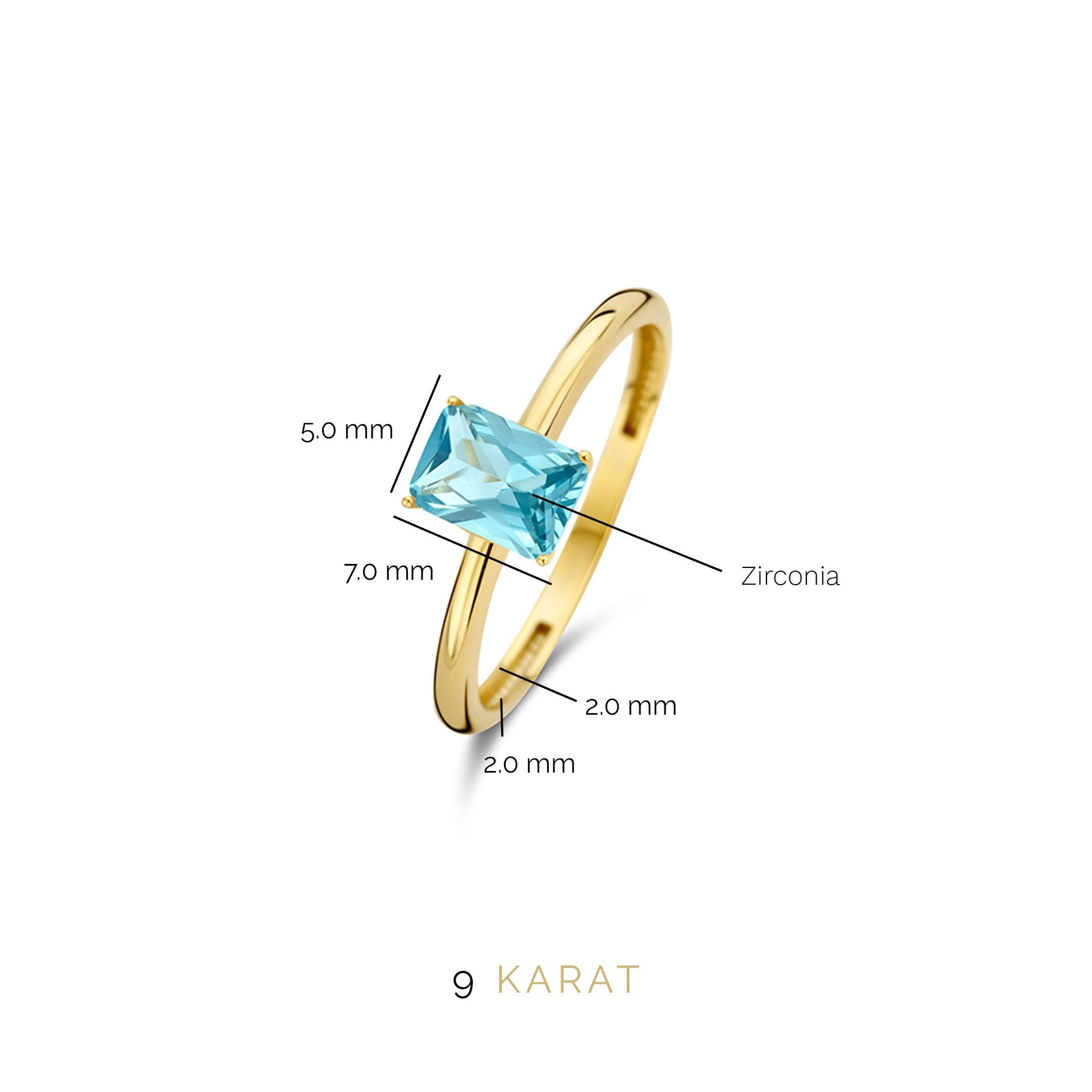 La Milano Colori Aurora 9 karat gold ring with blue zirconia stone - Beloro jewels