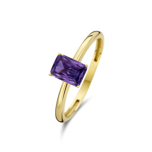 La Milano Colori Porphyra 9 karat gold ring with purple zirconia