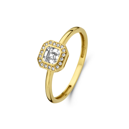 Monte Napoleone Sofia 9 karat gold ring with white zirconia stone - Beloro jewels