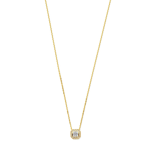 Monte Napoleone Sofia 9 karat gold necklace with white zirconia stone - Beloro jewels