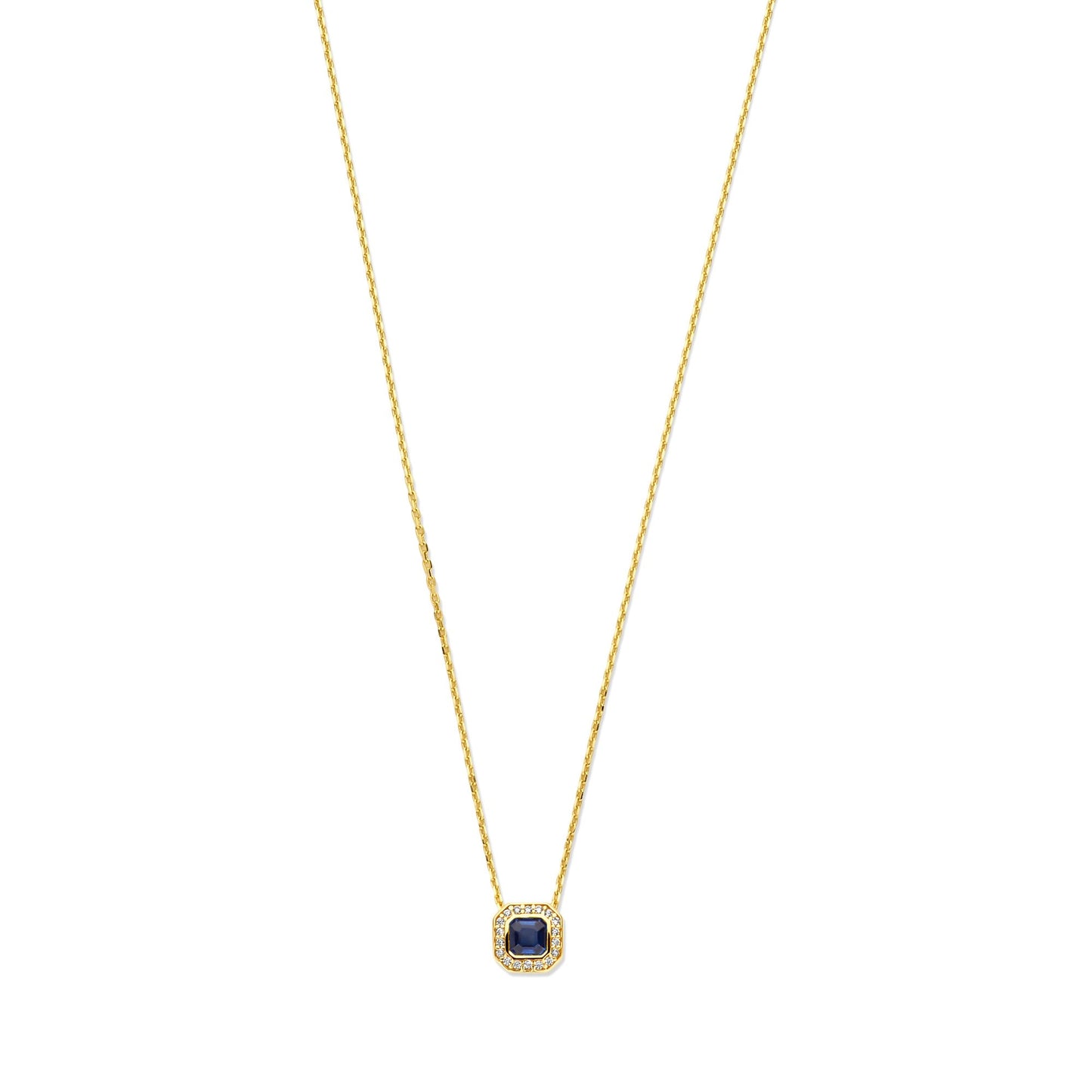 Monte Napoleone Sofia 9 karat gold necklace with blue zirconia stone - Beloro jewels