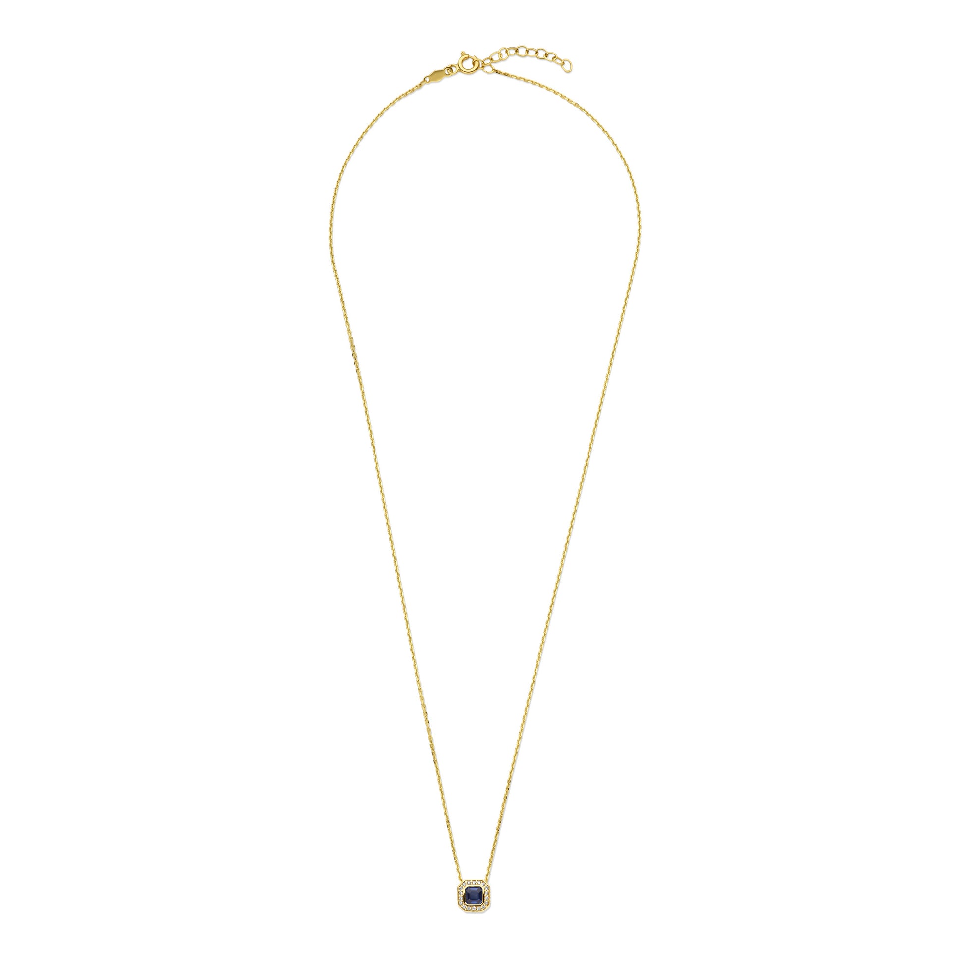 Monte Napoleone Sofia 9 karat gold necklace with blue zirconia stone - Beloro jewels