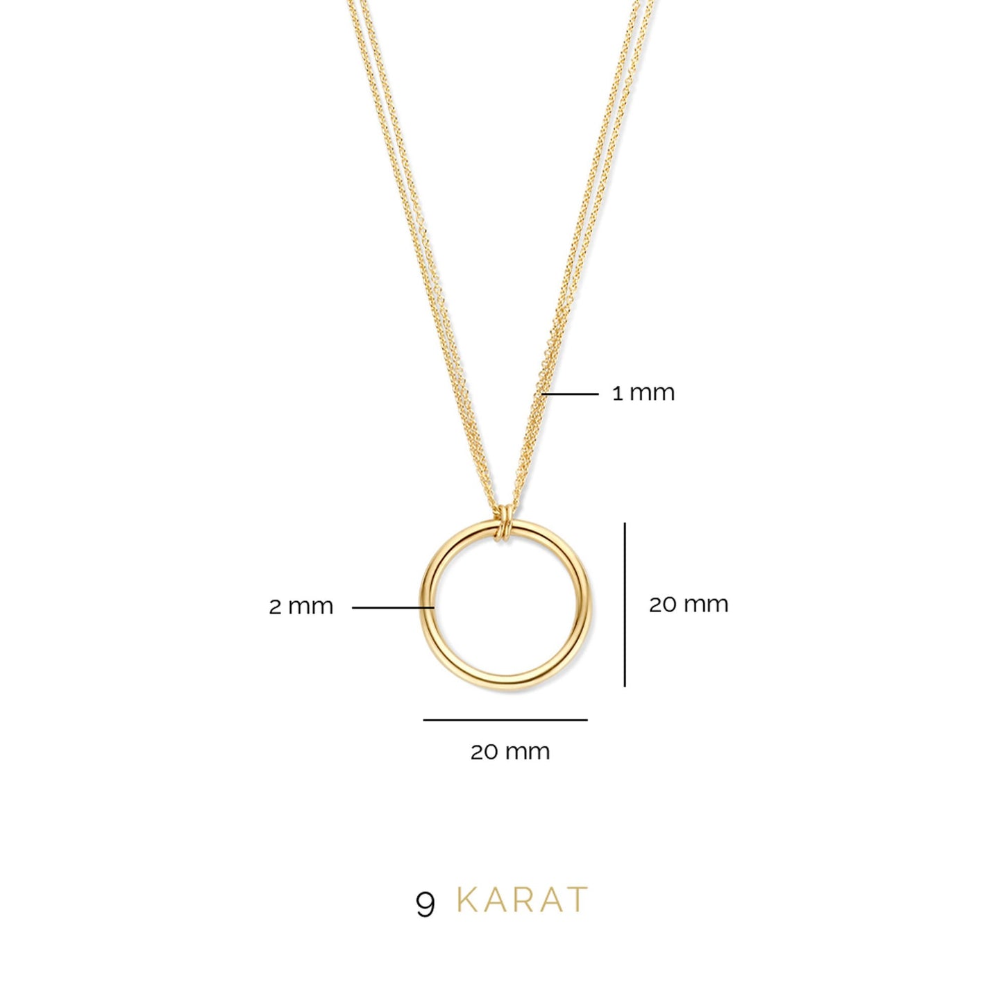 La Rinascente Constanza 9 karat gold necklace with ring - Beloro jewels