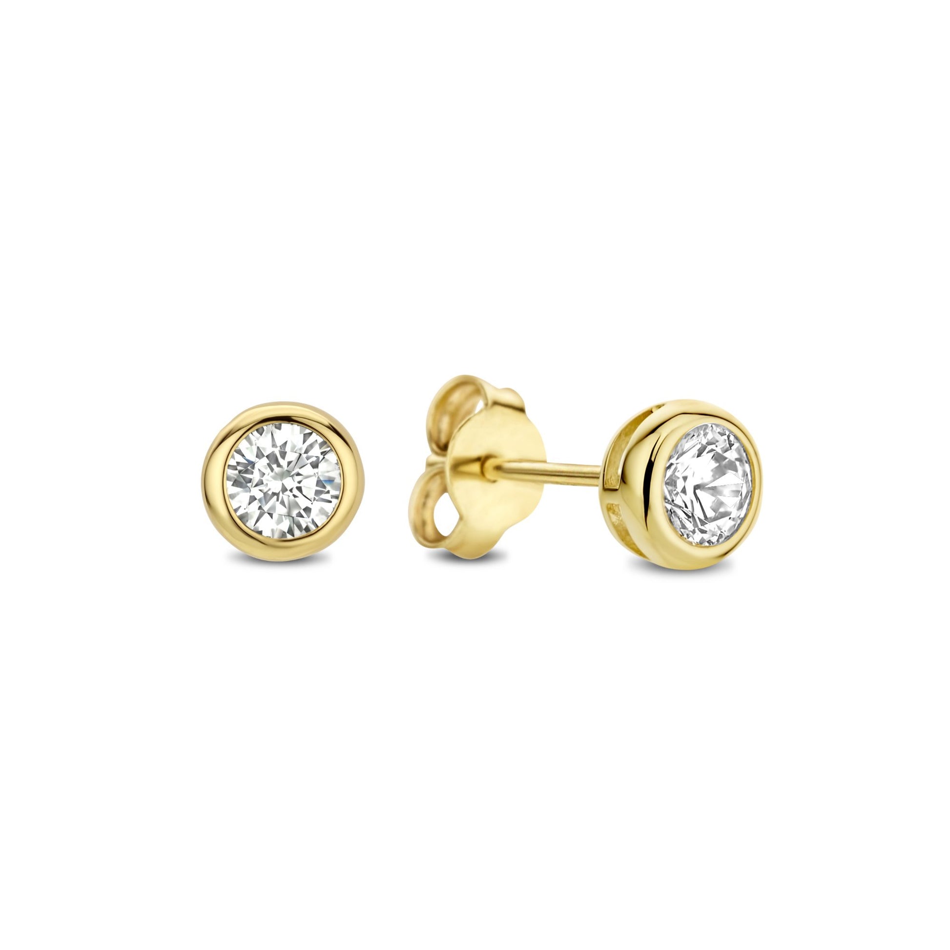 Monte Napoleone Lucilla 9 karat gold ear studs with zirconia stones - Beloro jewels