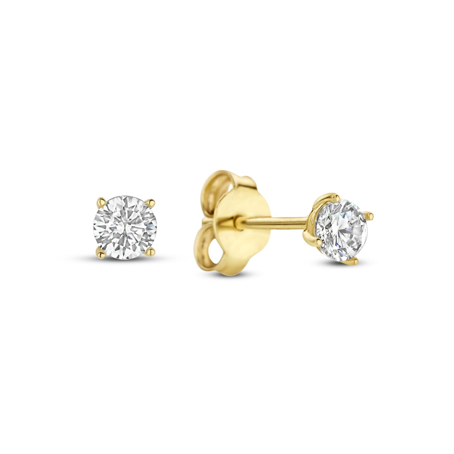 Monte Napoleone Stella 9 karat gold ear studs with zirconia (⌀ 3 mm) - Beloro jewels