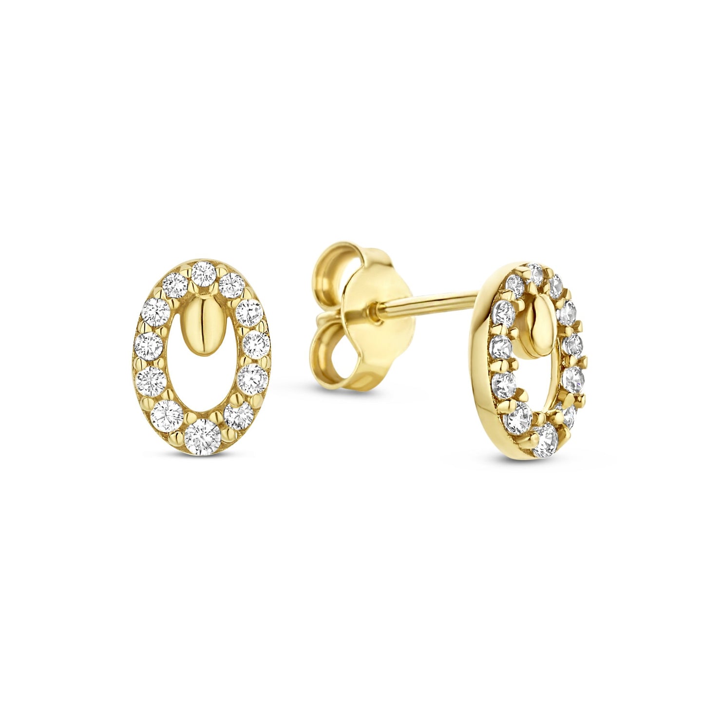 Monte Napoleone Leontina 9 karat gold ear studs with zirconia stones - Beloro jewels