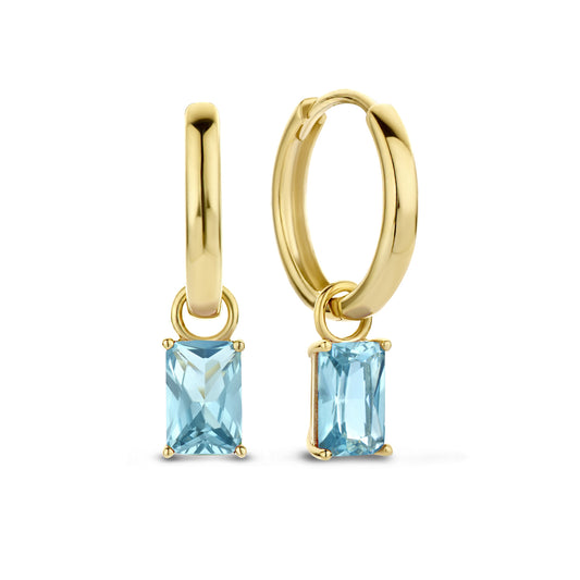 La Milano Colori Aurora 9 karat gold hoop earrings with blue zirconia