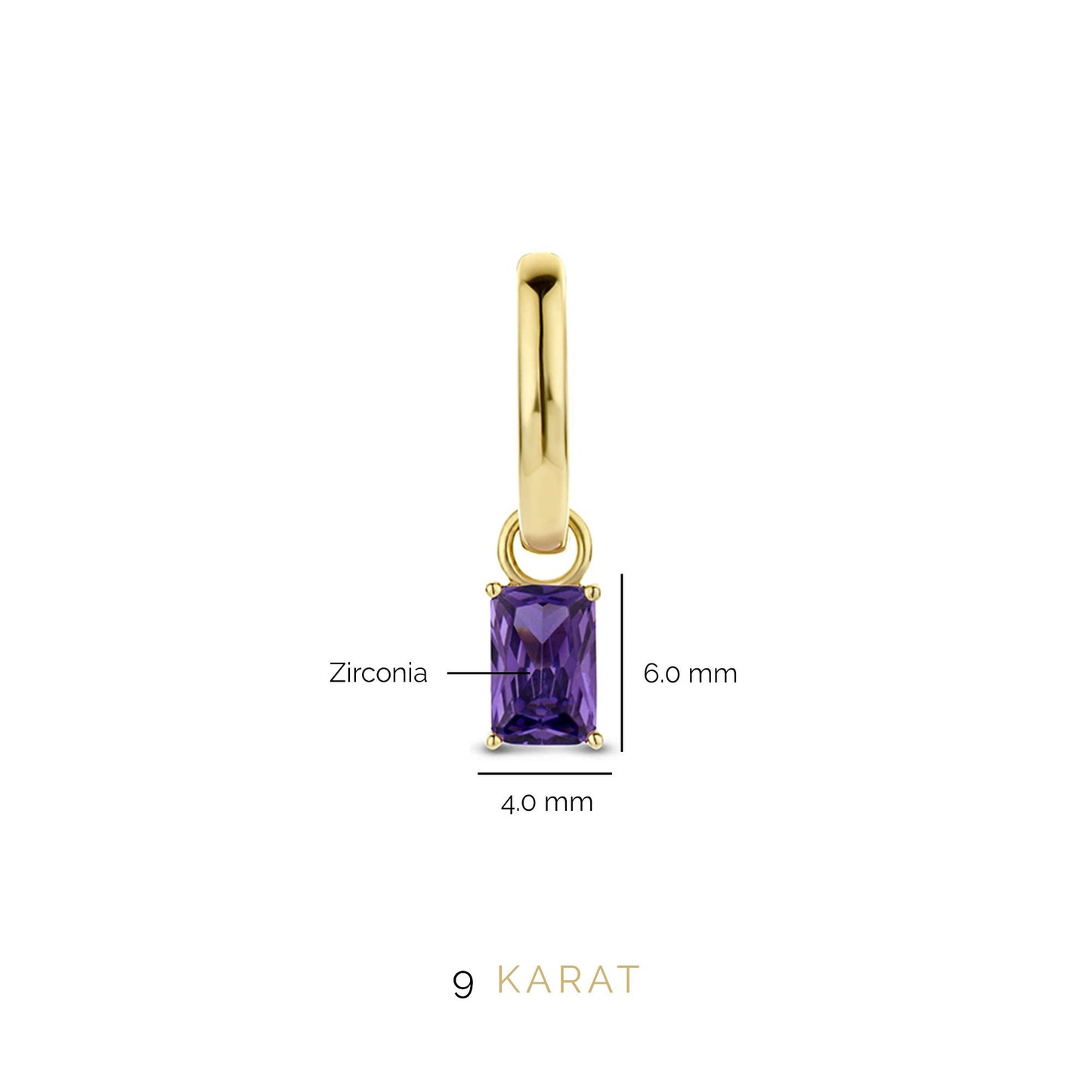 La Milano Colori Porphyra 9 karat gold hoop earrings with purple zirconia - Beloro jewels