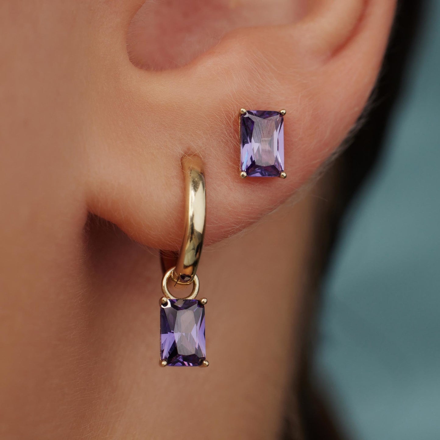 La Milano Colori Porphyra 9 karat gold hoop earrings with purple zirconia - Beloro jewels