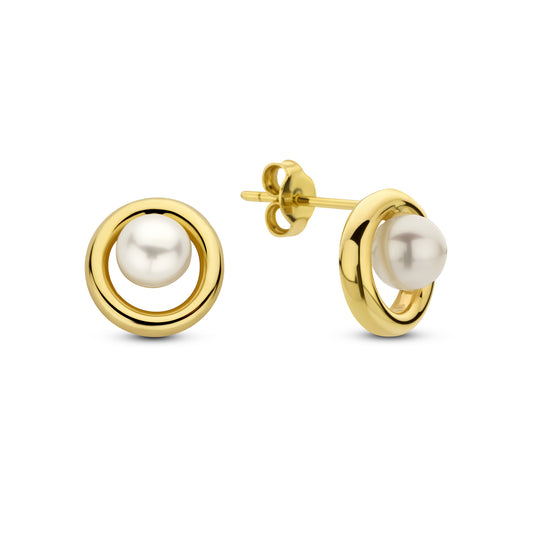 Monte Napoleone Perla 9 karat gold ear studs with pearl - Beloro jewels