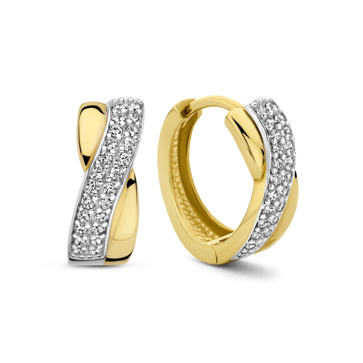 Monte Napoleone Stella 9 karat gold hoop earrings with zirconia stones - Beloro jewels