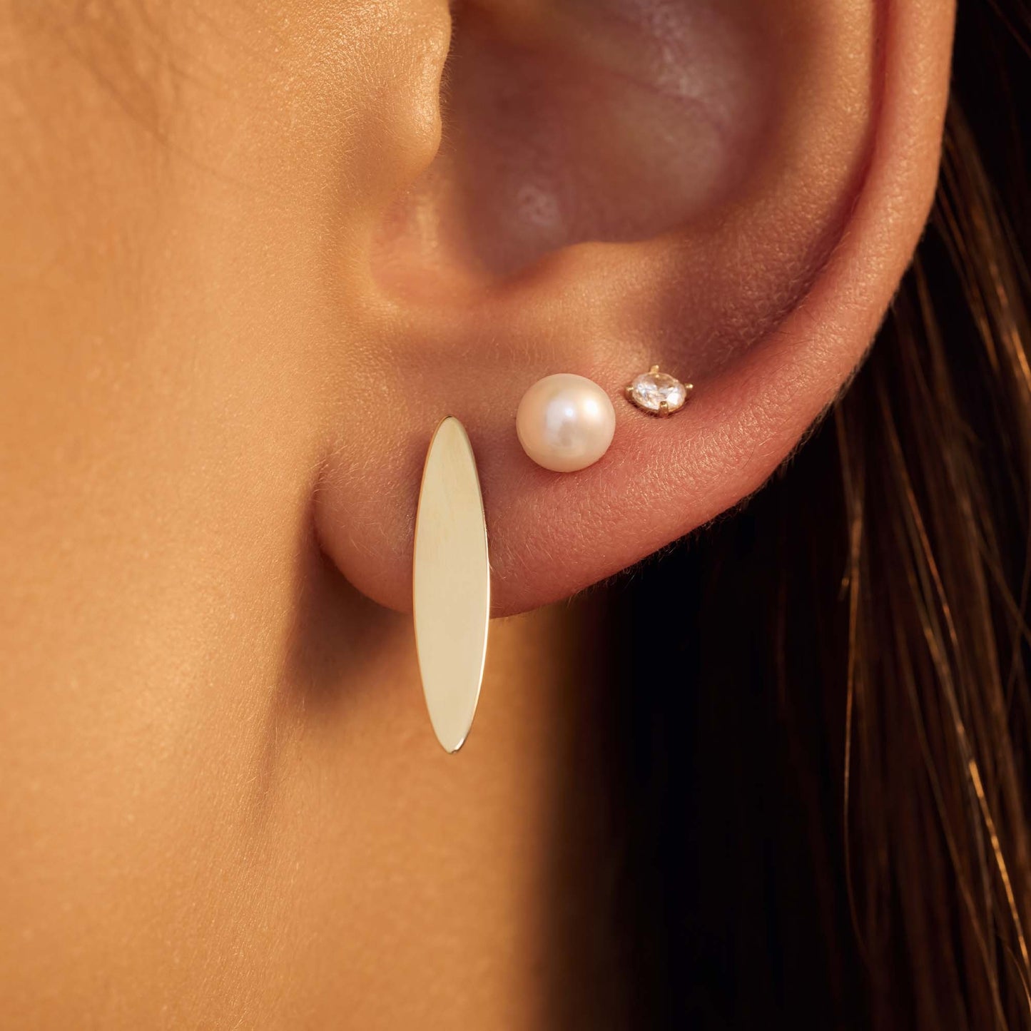 La Rinascente Donetta clous d'oreilles en or 9 carats avec barre ovale