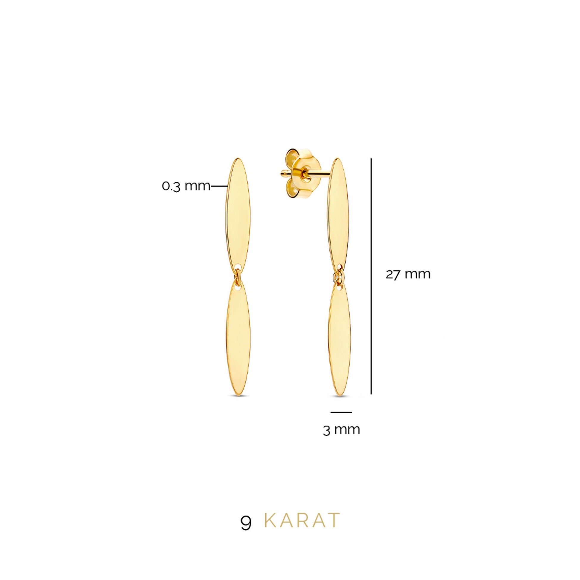 La Rinascente Donetta 9 karat gold ear studs with oval bars - Beloro jewels