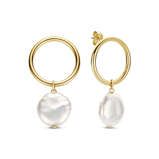 Monte Napoleone Alcinia orecchini a bottone in oro 9 carati con perla d'acqua dolce
