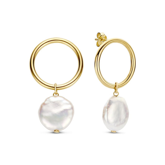 Monte Napoleone Alcinia 9 karat gold ear studs with freshwater pearl - Beloro jewels