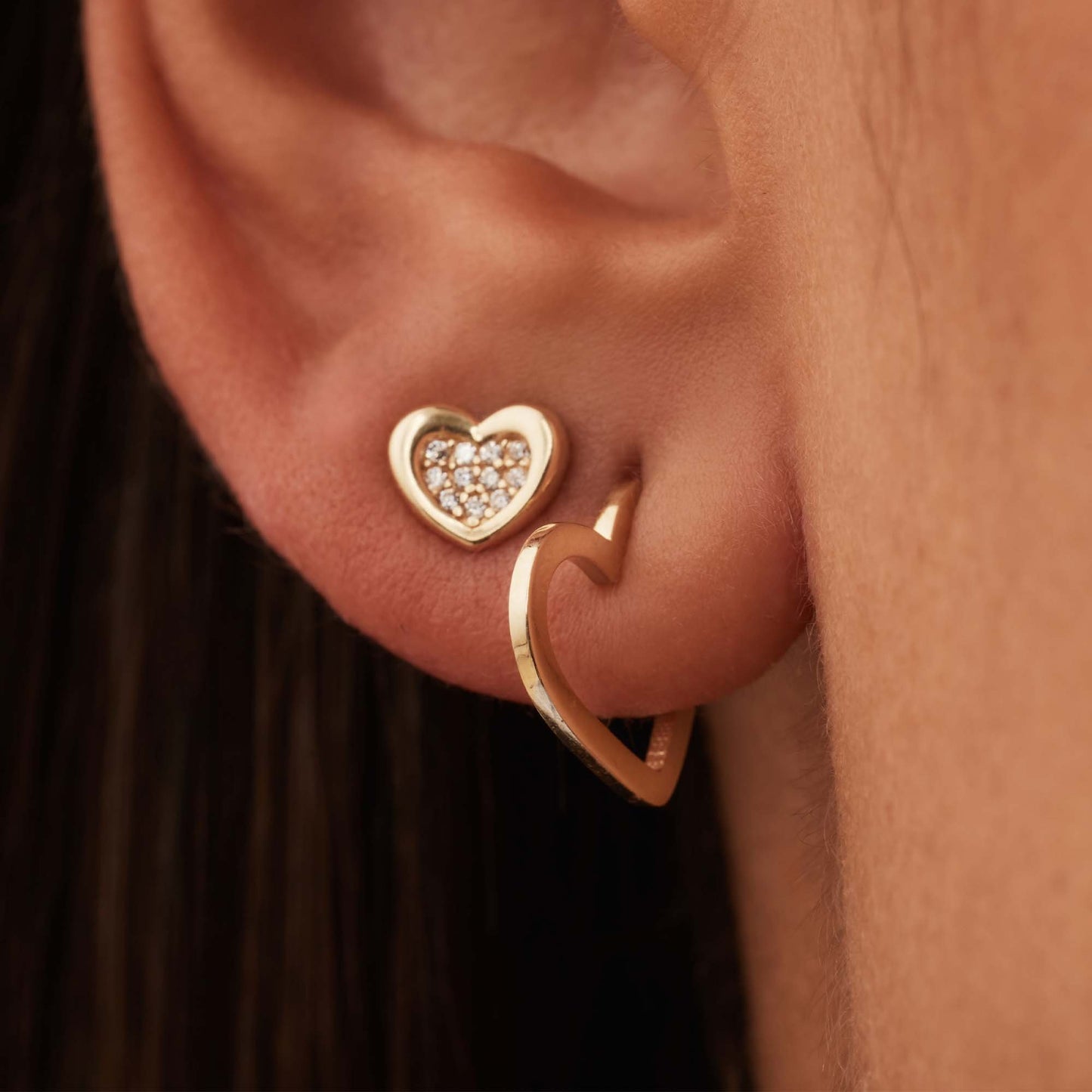 Della Spiga Giulia 9 karat gold ear studs with heart