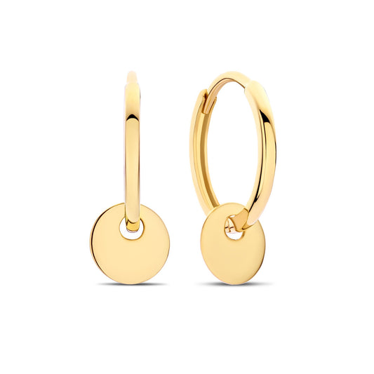 Della Spiga Lanza 9 karat gold hoop earrings with coin (9 mm) - Beloro jewels