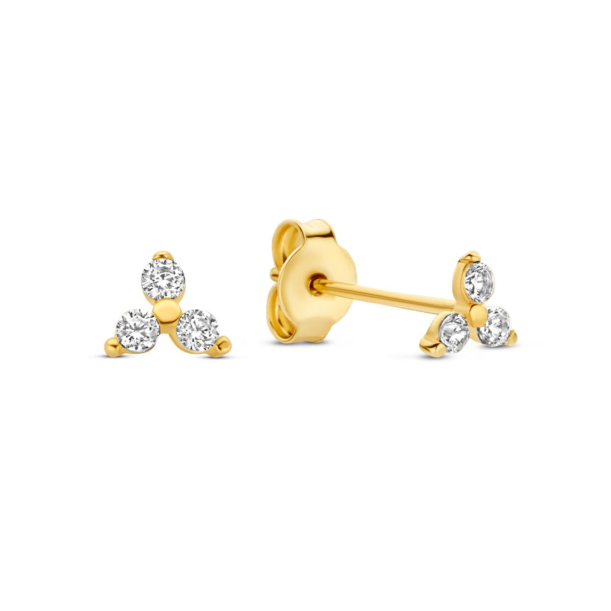 Monte Napoleone Mea 9 karat gold ear studs with zirconia stones - Beloro jewels