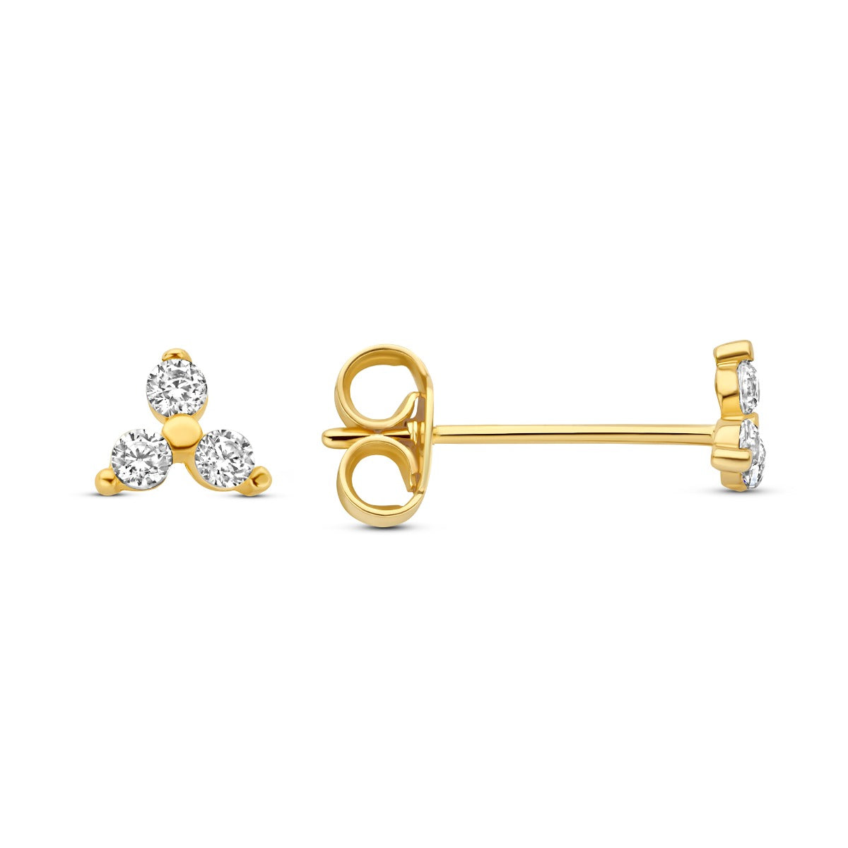 Monte Napoleone Mea 9 karat gold ear studs with zirconia stones - Beloro jewels