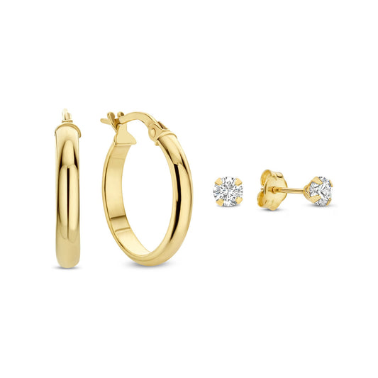 Regalo d'Amore paire de boucles d'oreilles en or 9 carats avec zircone