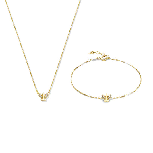 Regalo d'Amore coffret cadeau collier et bracelet en or 9 carats et oxyde de zirconium
