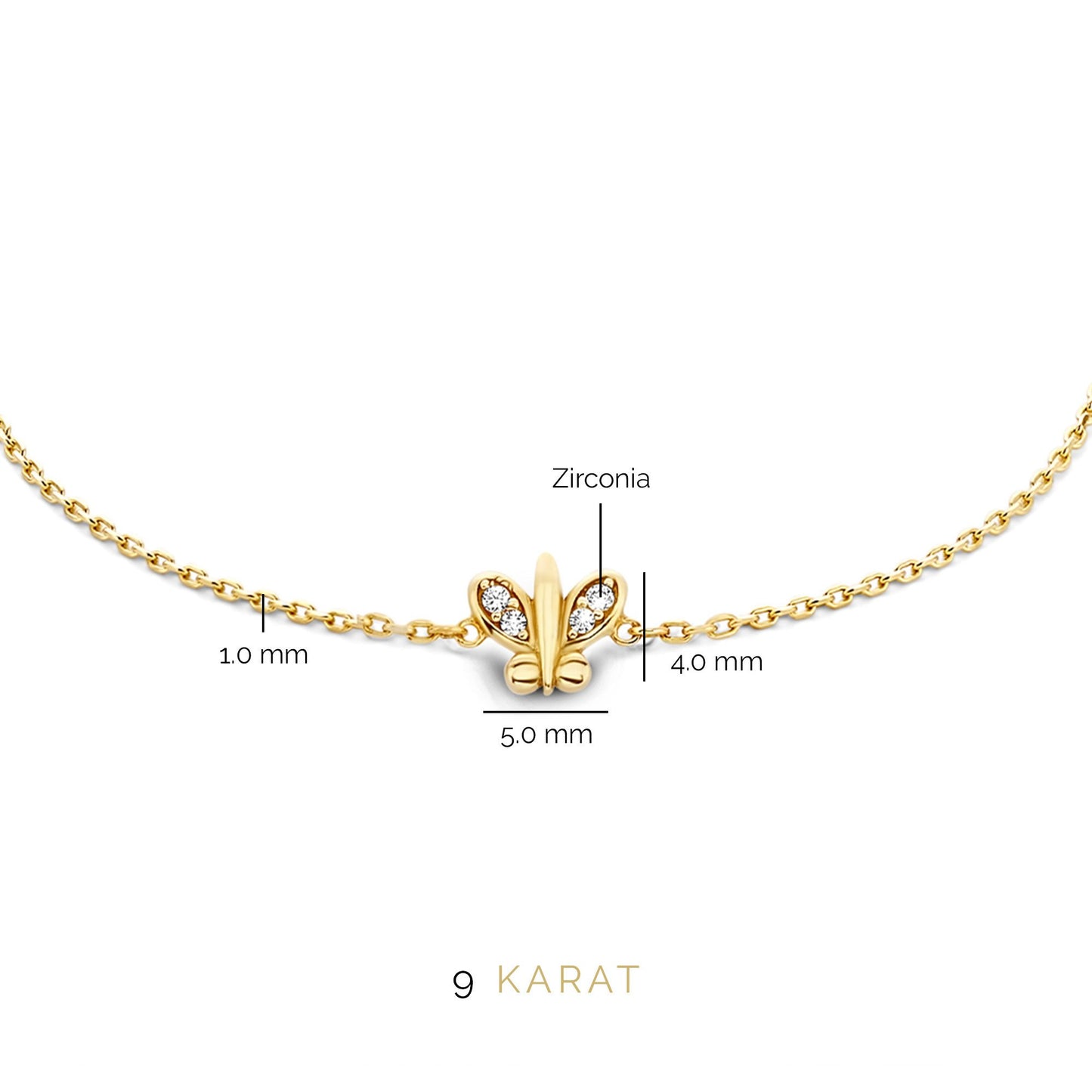 Regalo d'Amore 9 karat gold necklace and bracelet gift set with zirconia stones